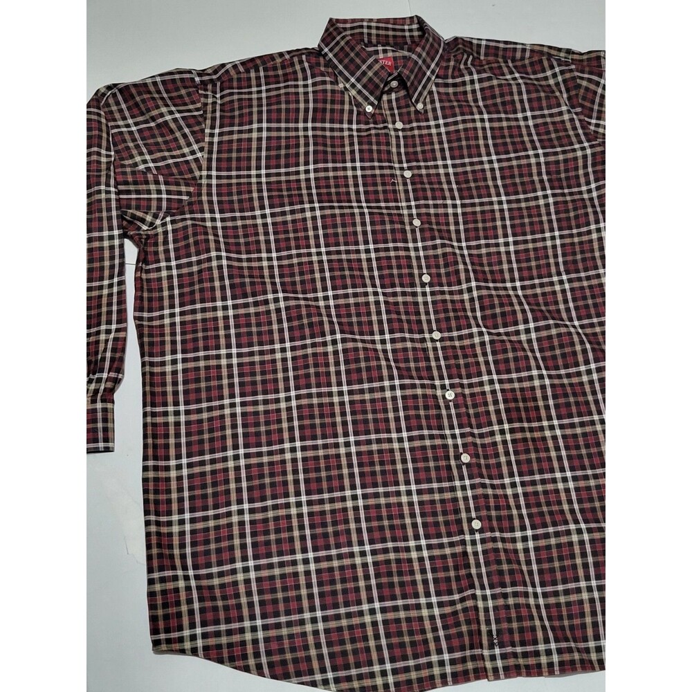 (#2) Rochester Men's Long Sleeve Dress Shirt 3XLT Black/red Striped Button Down